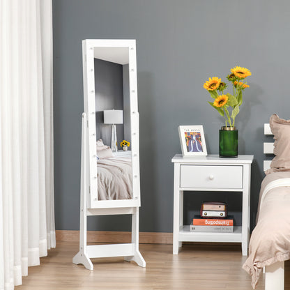 Armoire à bijoux sur pied avec miroir éclairé et LED