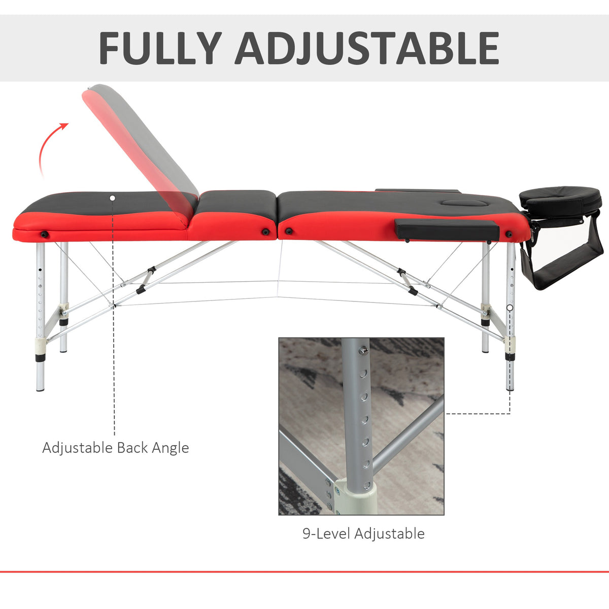 Table de massage professionnelle pliable en aluminium