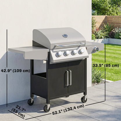 BBQ au Propane 4 Brûleurs avec Brûleur Latéral