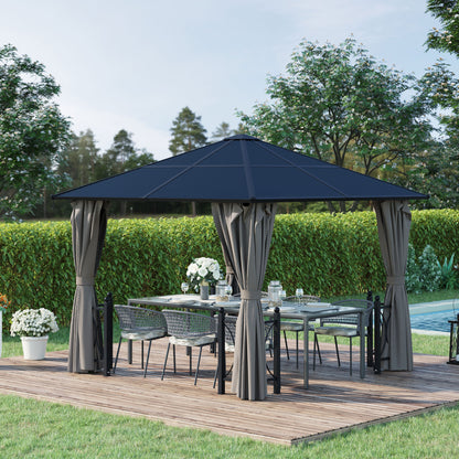 Gazebo rigide aluminium avec toiture PC et moustiquaire