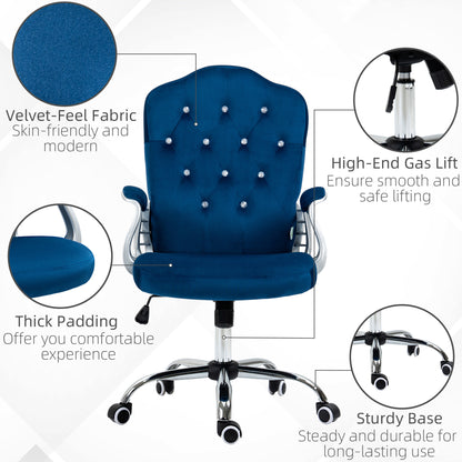 Chaise de bureau velours capitonnée réglable pivotante