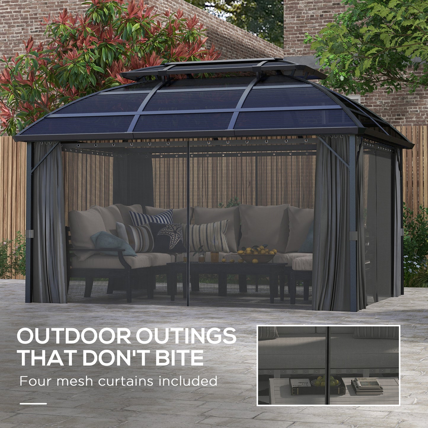 Gazebo de jardin double toit polycarbonate cadre aluminium