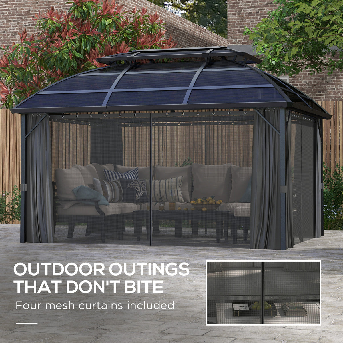 Gazebo de jardin double toit polycarbonate cadre aluminium