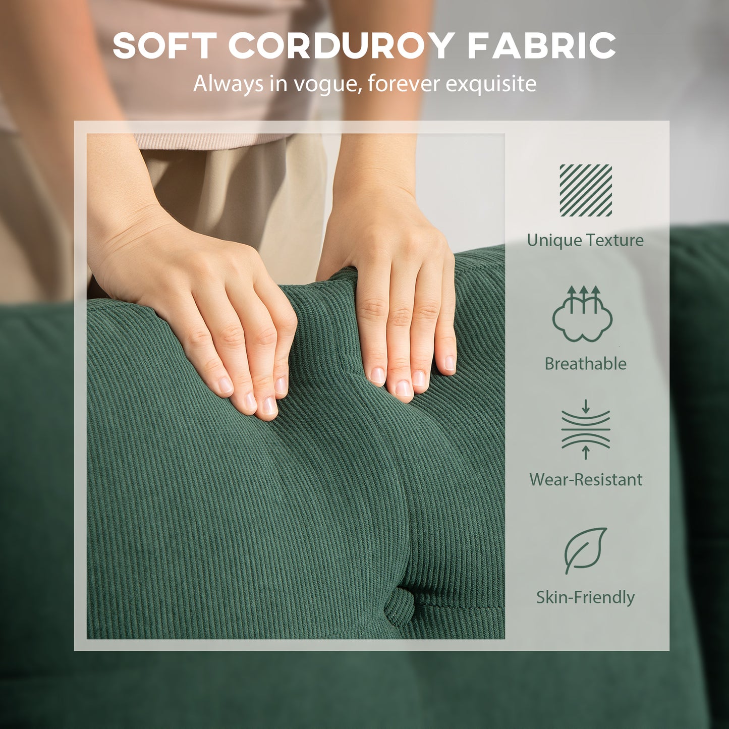 Sofa sectionnel en velours côtelé avec chaise longue réversible