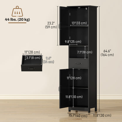 Armoire de salle de bain étroite avec tiroir et étagères
