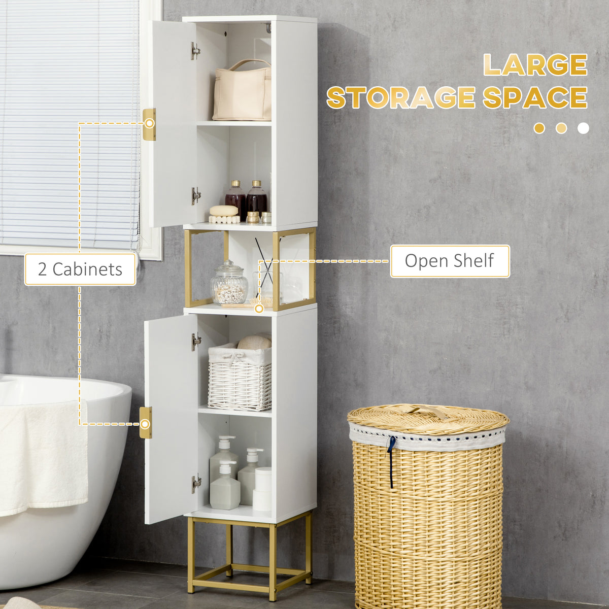Armoire de salle de bain haute moderne étroite