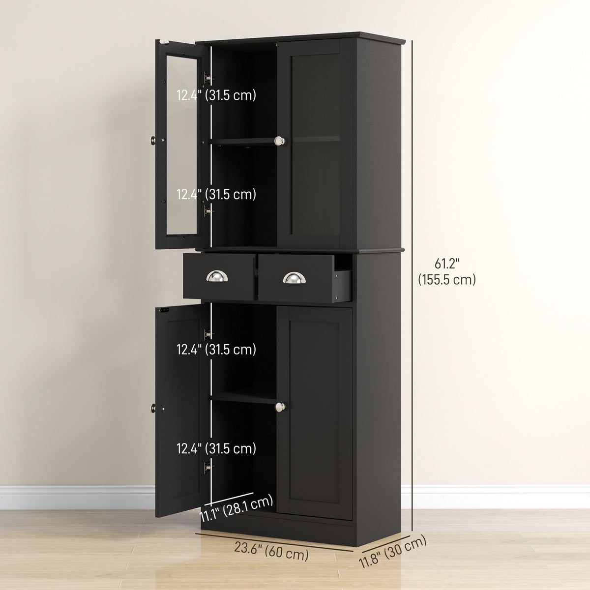 Armoire de cuisine garde-manger autoportante style fermette