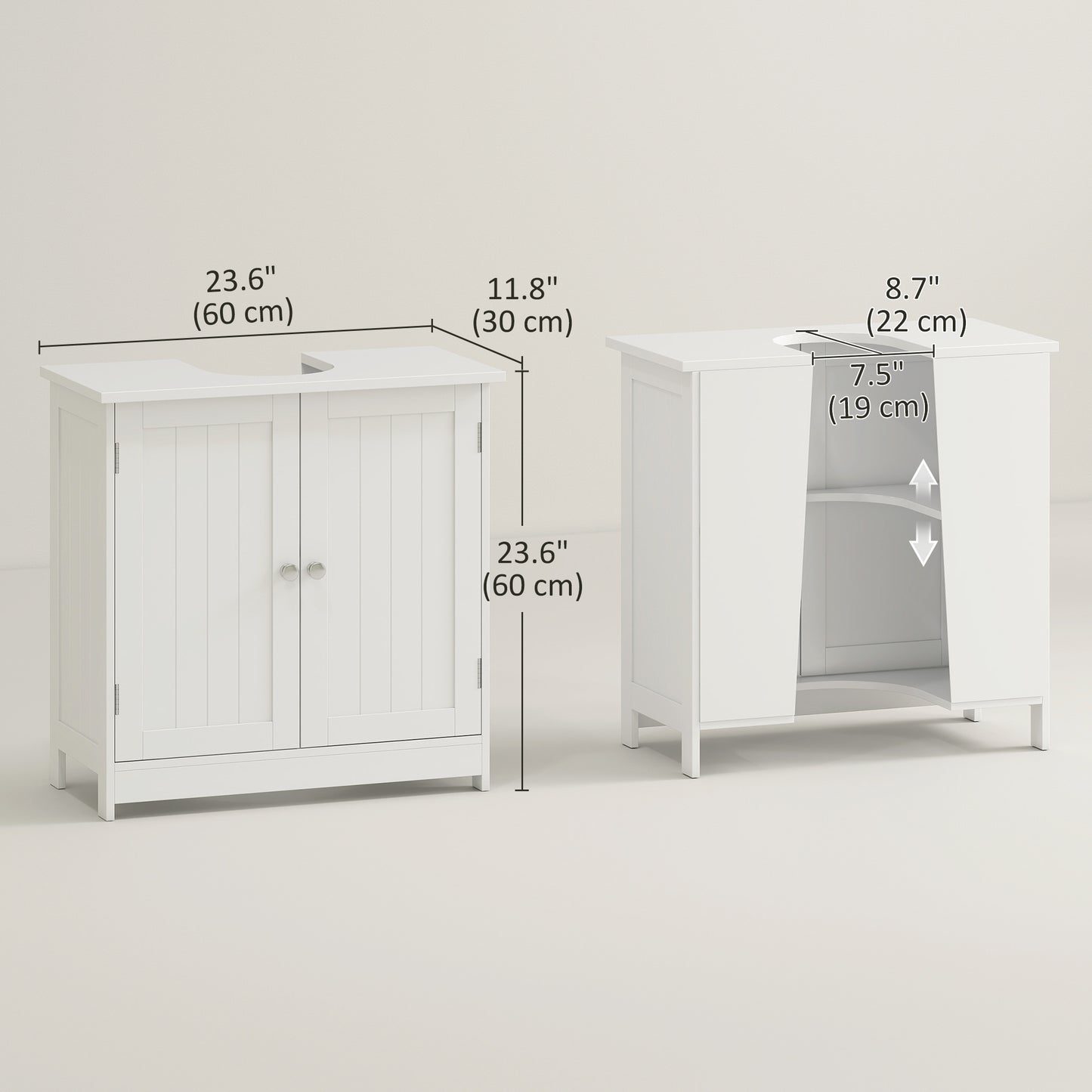 Meuble-lavabo sous évier avec 2 portes et tablette