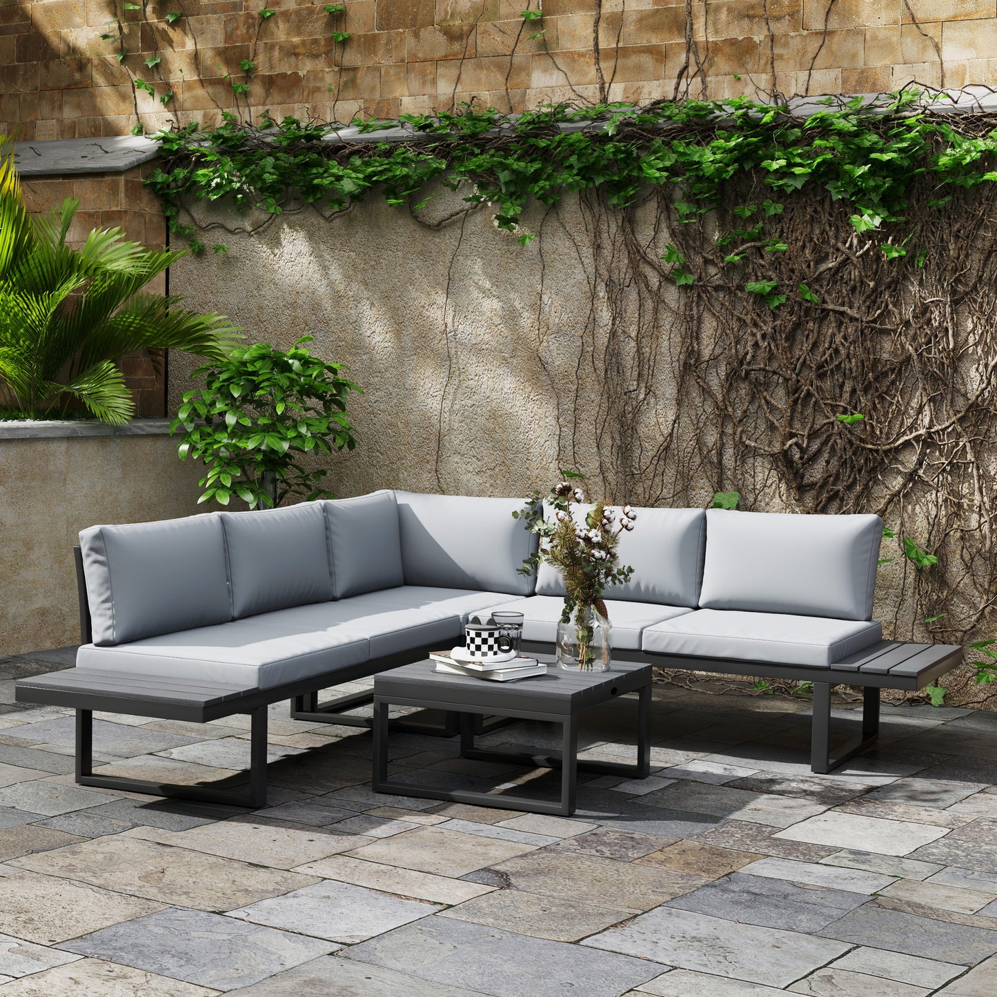 Ensemble mobilier patio 4 pièces inclinable