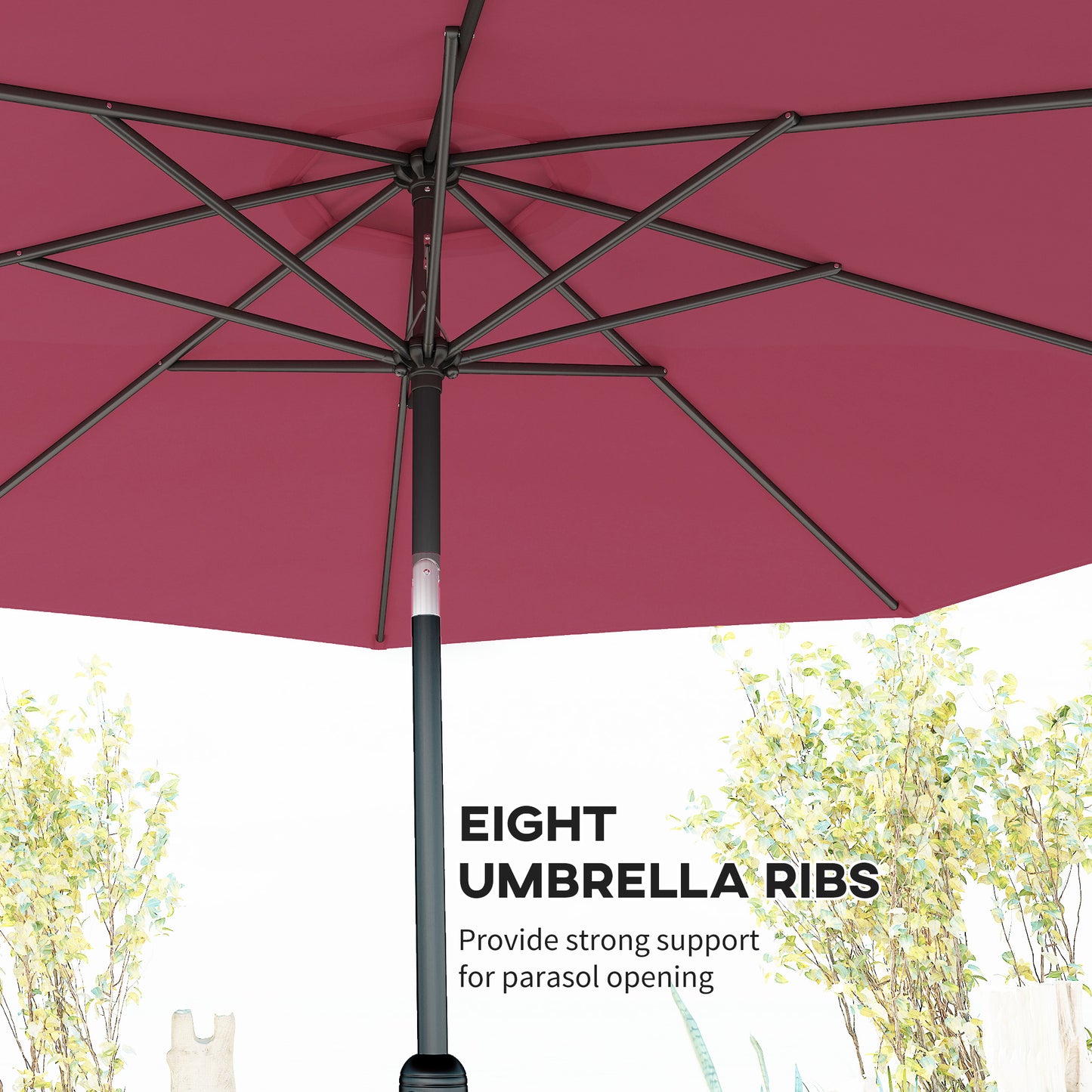 Parasol de patio rond 10 pieds avec manivelle