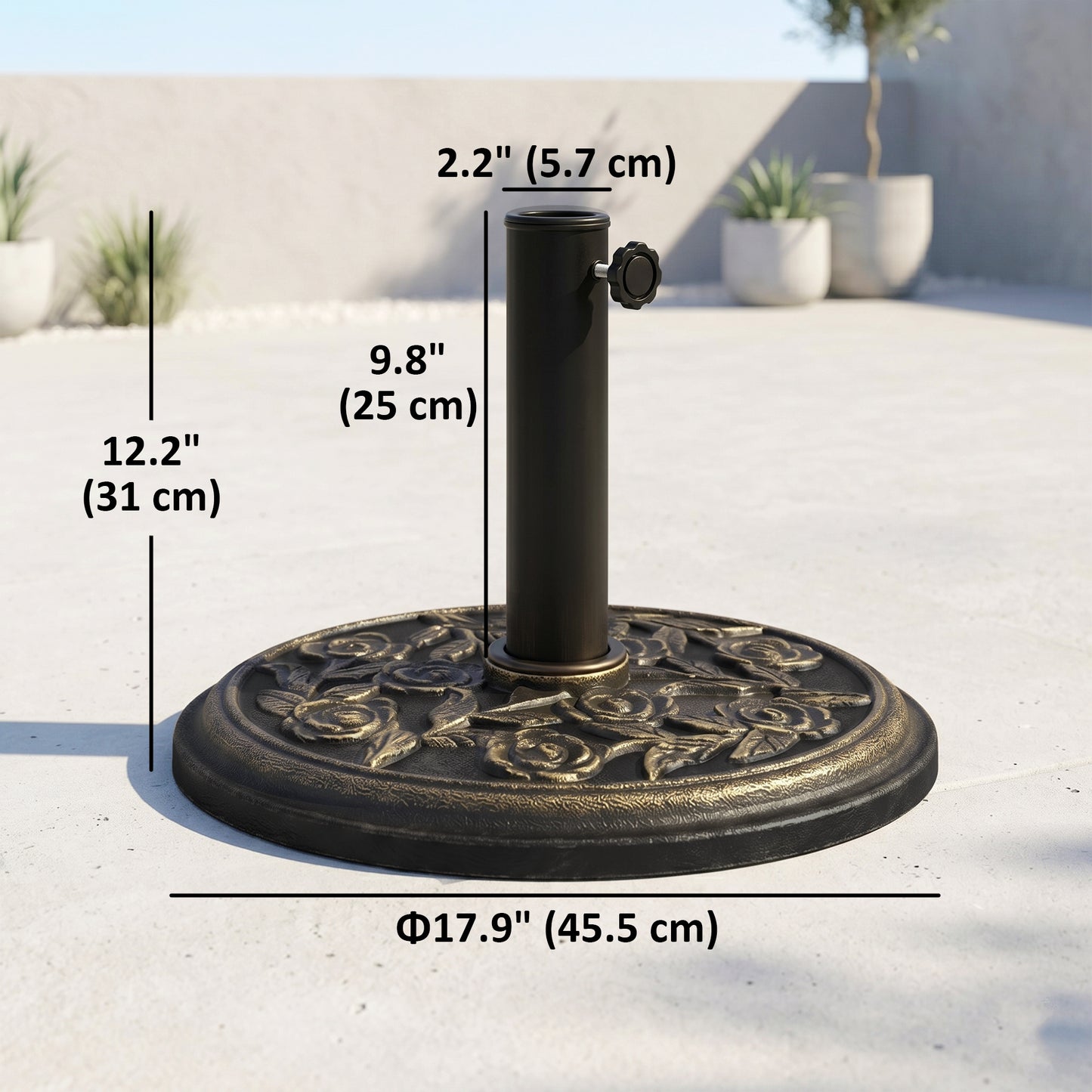 Socle de parasol en ciment rond 20 kg résistant