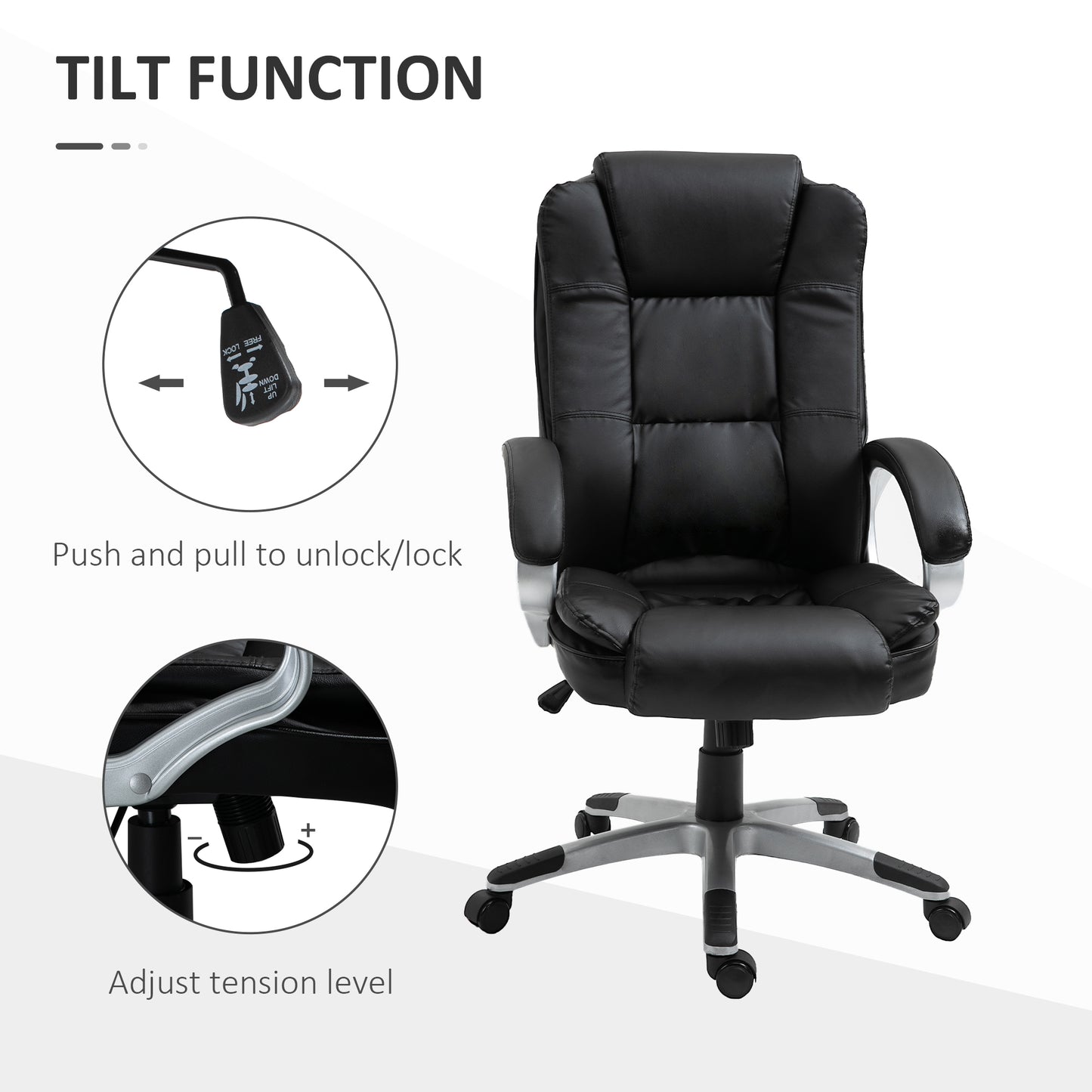 Chaise de bureau exécutive dossier haut pivotante en similicuir