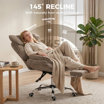 Chaise de bureau inclinable velours avec repose-pieds
