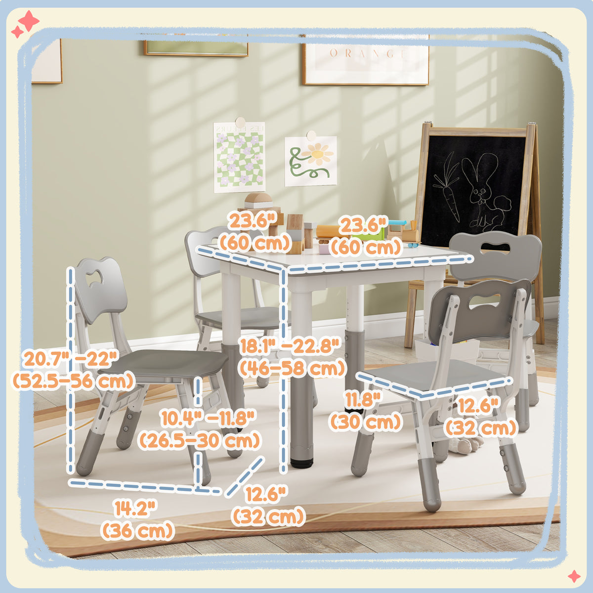 Ensemble table et chaises ajustables pour tout-petits — Lot de 5