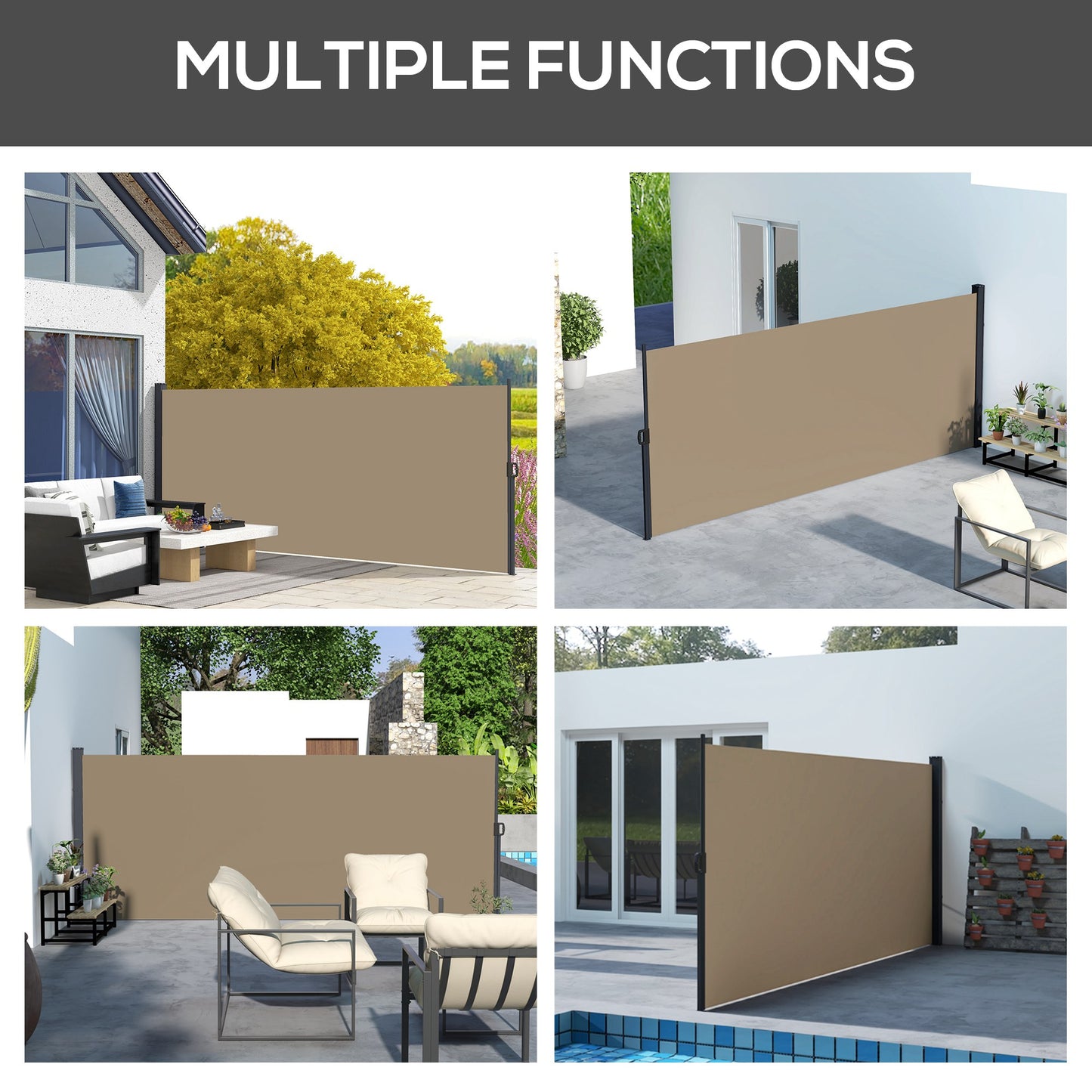 Auvent rétractable latéral 4m x 1,8m pour terrasse