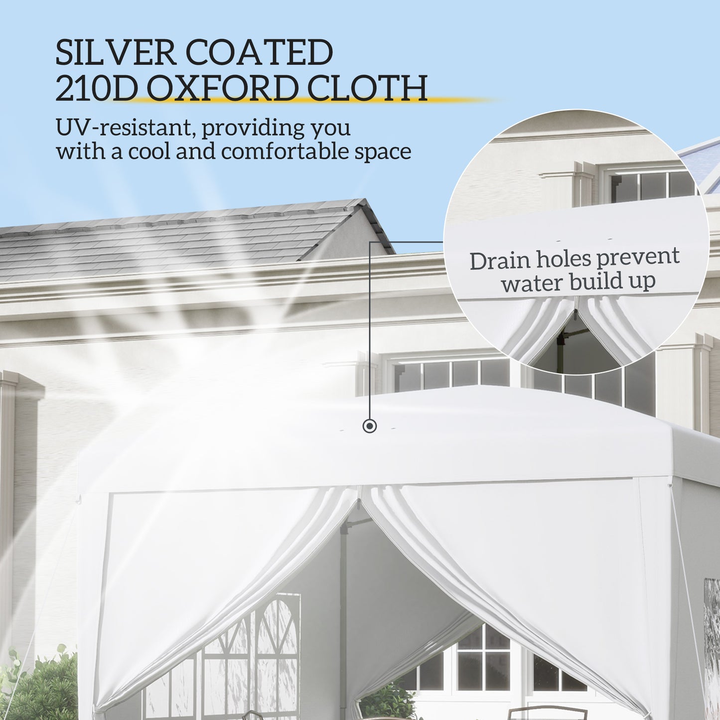 Tente Popup Extérieure 3m x 3m Gazebo Mariage — Blanc