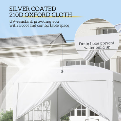 Tente Popup Extérieure 3m x 3m Gazebo Mariage — Blanc