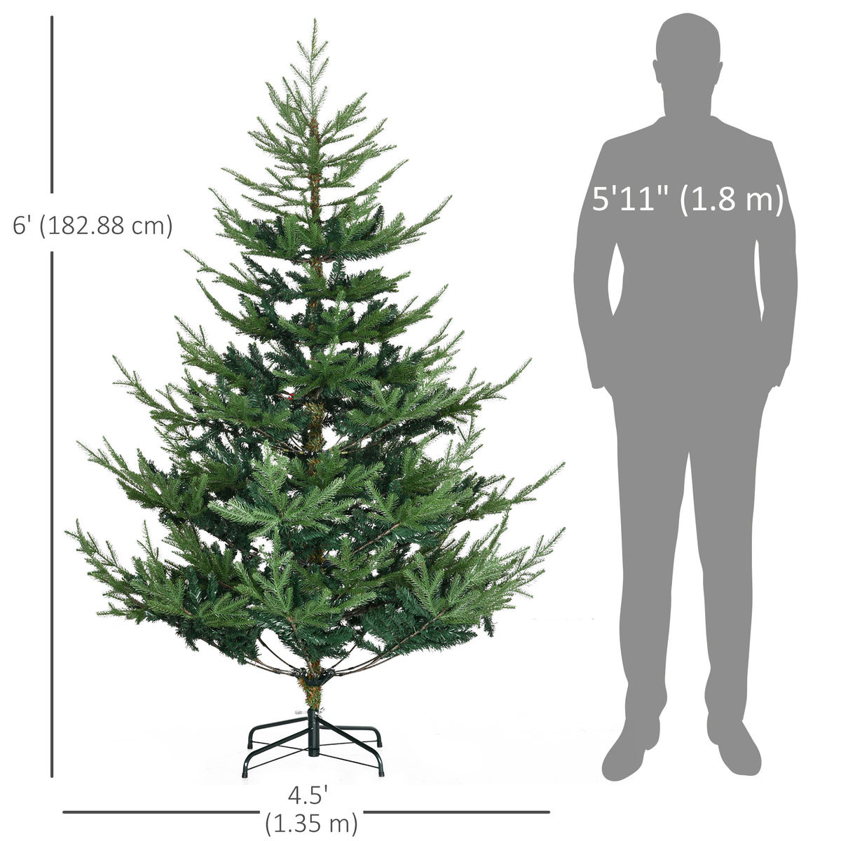 Sapin de Noël artificiel 6 pi base métal