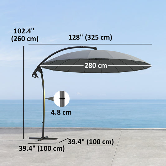 Parasol déporté rotatif 274 cm — 16 baleines en fibre de verre