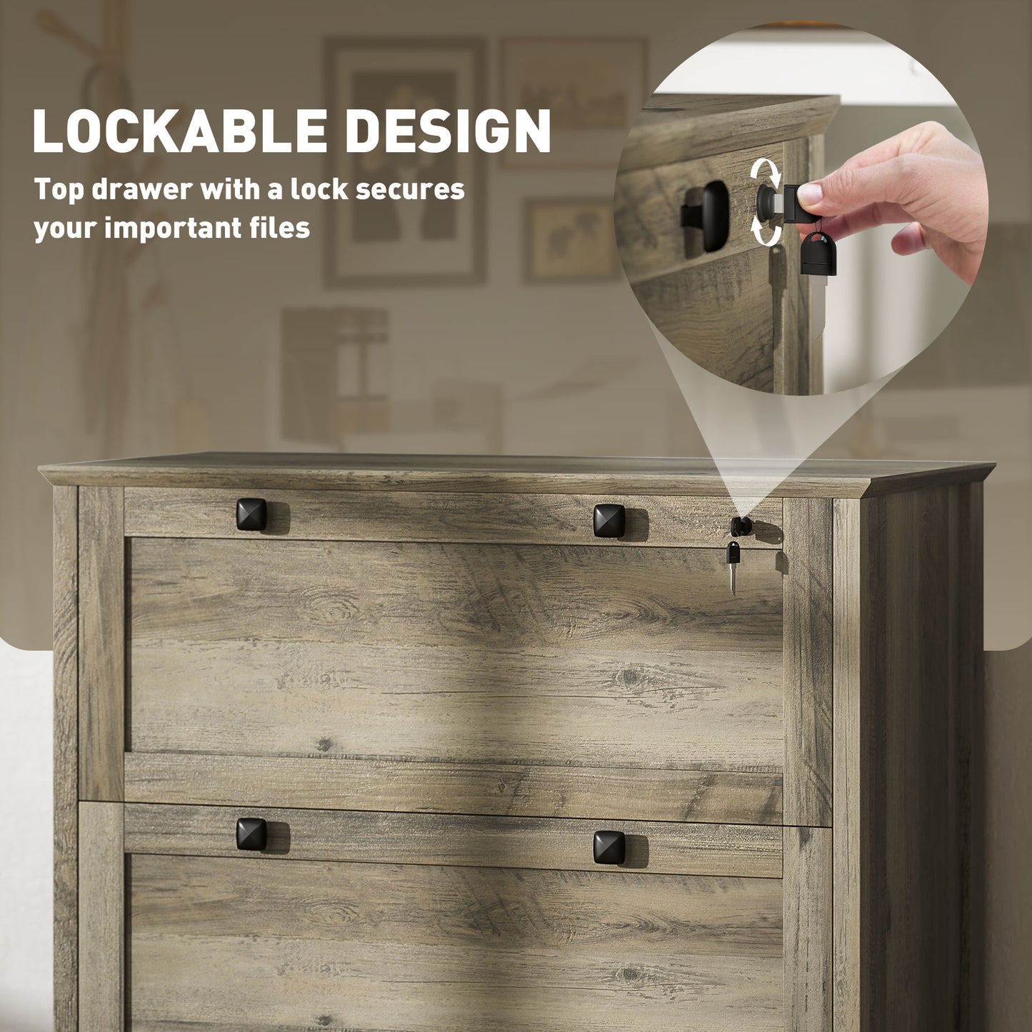 Classeur 2 tiroirs verrouillable avec barre ajustable