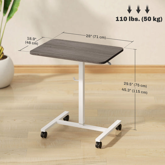 Bureau debout pneumatique ajustable avec roulettes