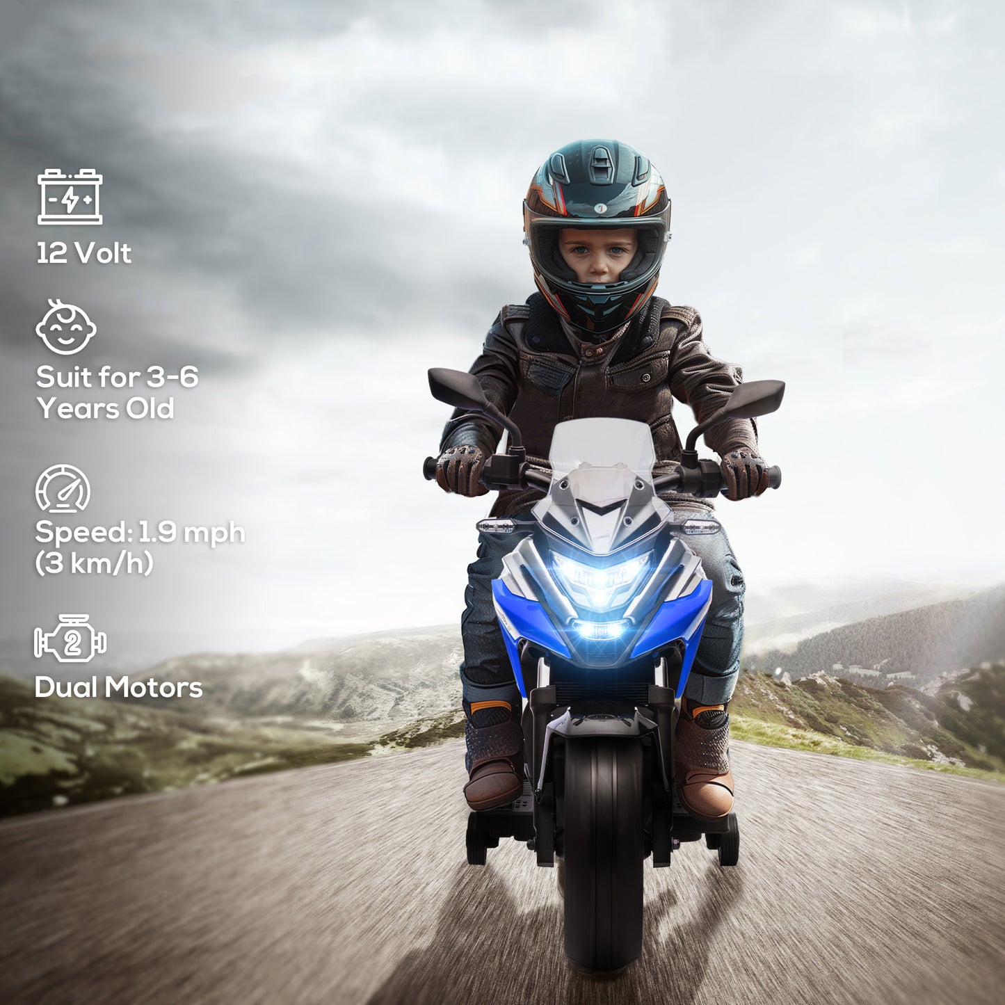 Moto électrique Honda 12V pour enfants avec phares