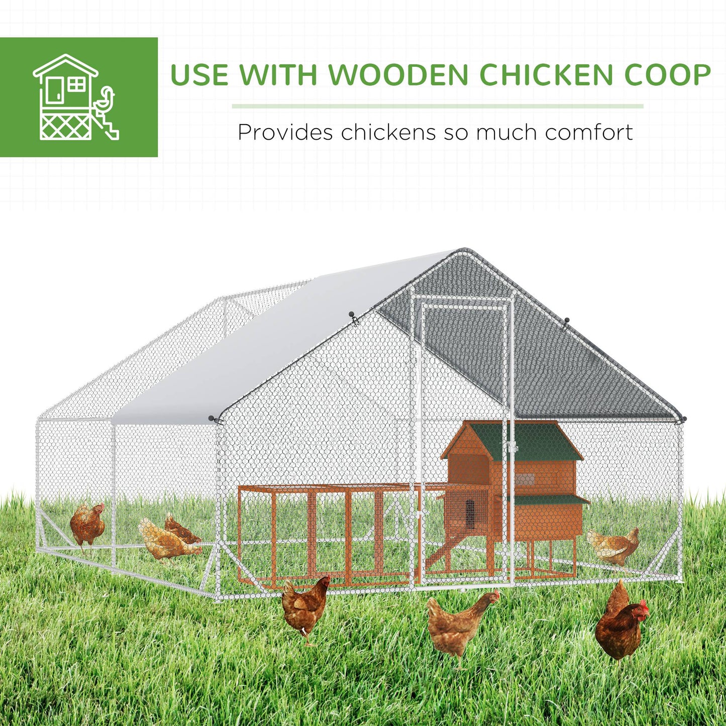 Enclos pour poules extérieur avec toit 3,0 x 4,0 x 2,0 m