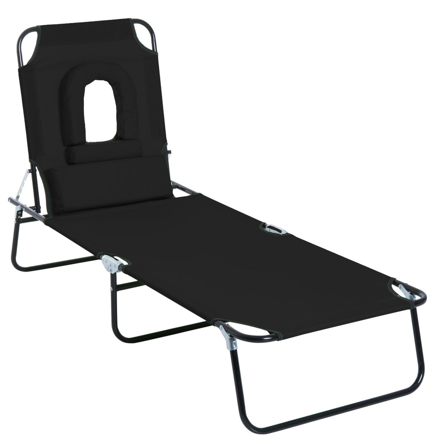 Chaise longue pliante avec trou visage ajustable