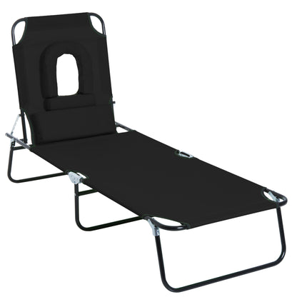 Chaise longue pliante avec trou visage ajustable
