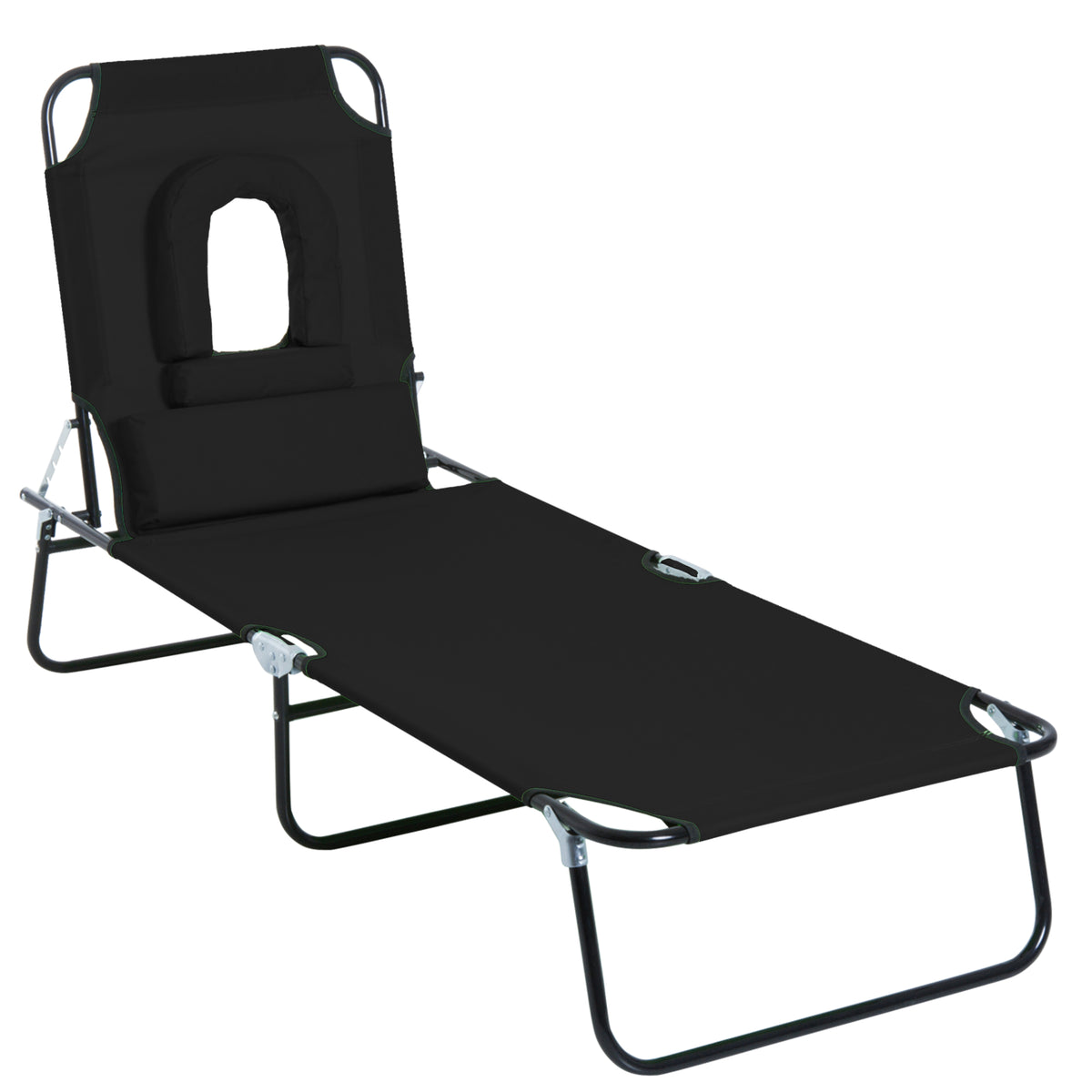 Chaise longue pliante avec trou visage ajustable