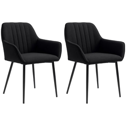 Chaises de salle à manger rembourrées en lin lot de 2