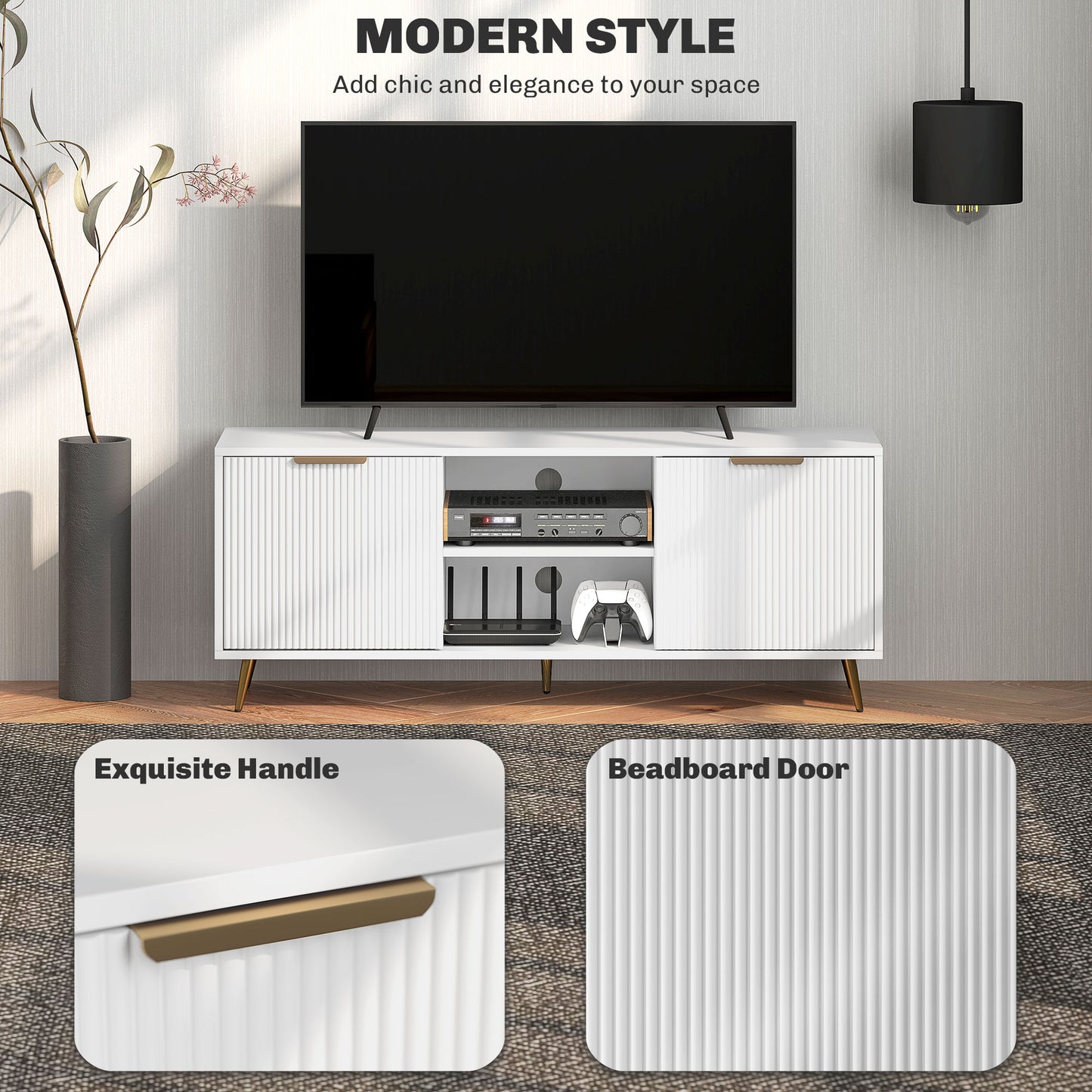 Meuble télé moderne avec rangement 55 pouces