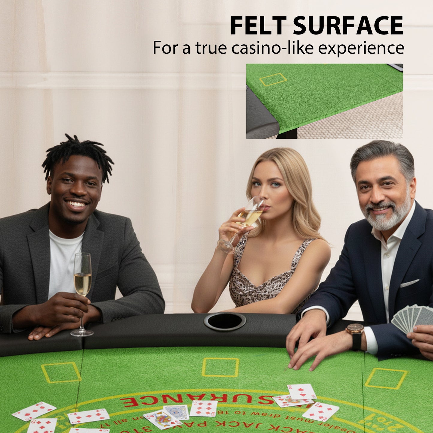 Table de poker pliable demi-lune 8 joueurs