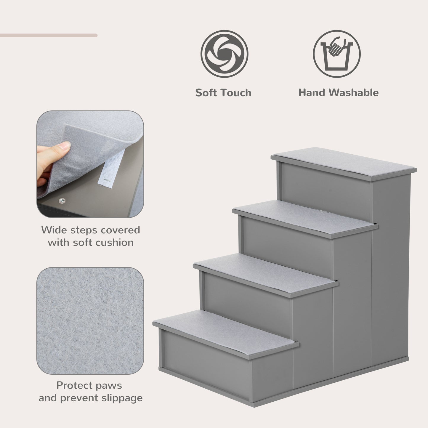 Escalier pour chien 4 niveaux bois MDF — café foncé