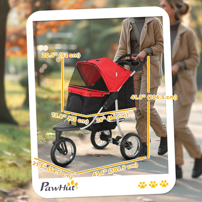 Poussette pour chiens 3 roues pliable avec auvent ajustable
