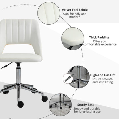 Chaise de bureau mi-hauteur velours forme festonnée pivotante