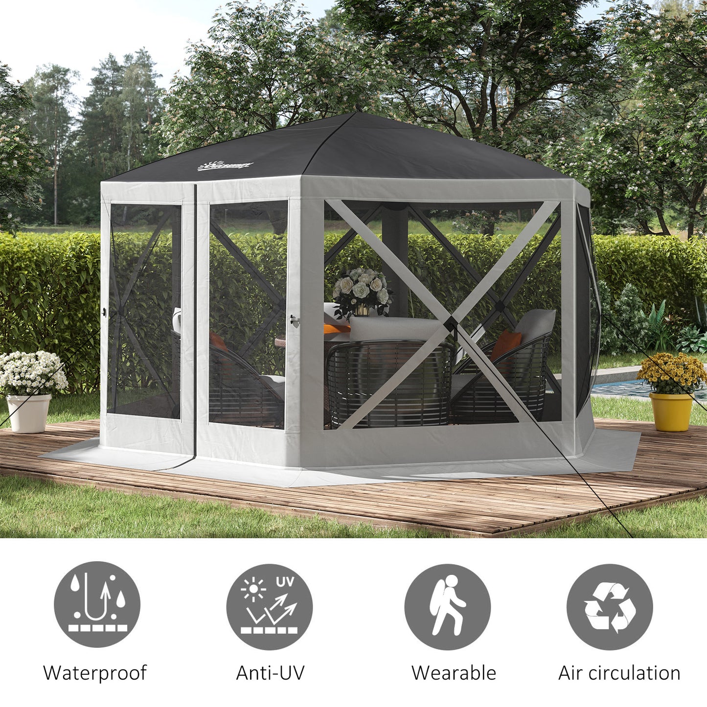 Tente abri hexagonale automatique 366 x 366 cm