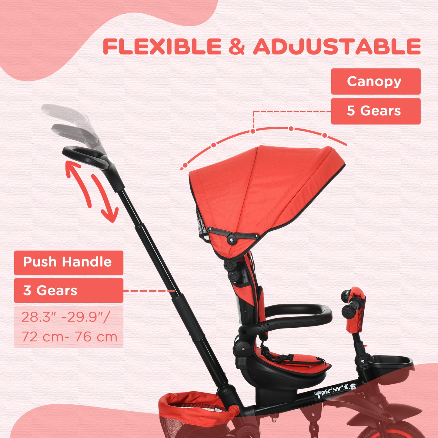 Tricycle évolutif 6-en-1 convertible poussette vélo enfant