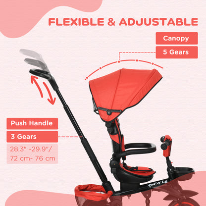 Tricycle évolutif 6-en-1 convertible poussette vélo enfant