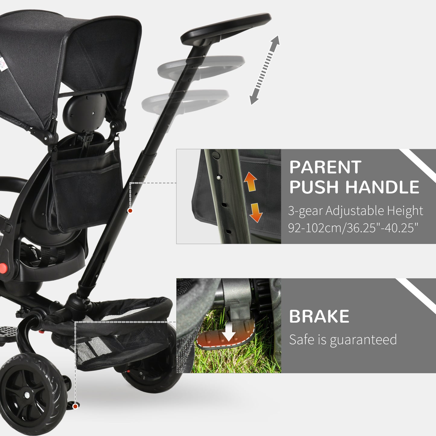 Tricycle évolutif 5-en-1 pour tout-petits