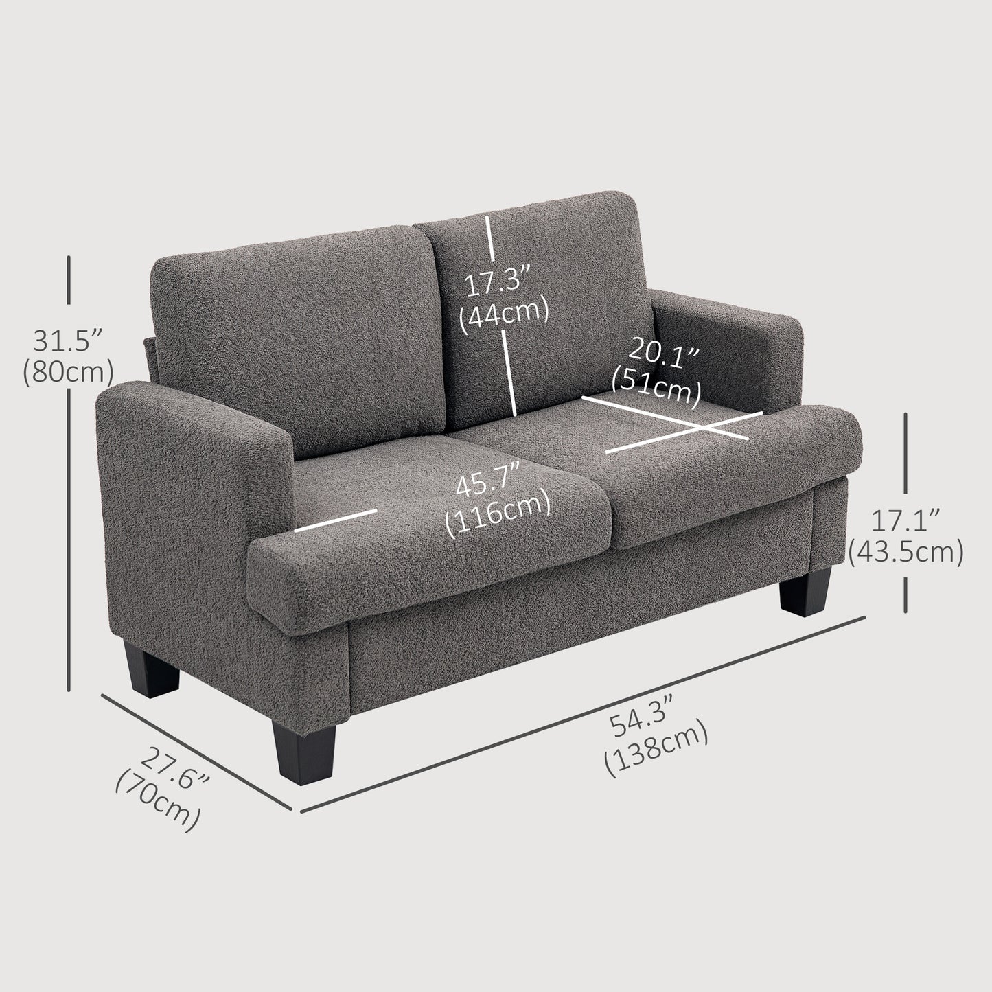 Sofa 2 places en chenille avec coussins lavables