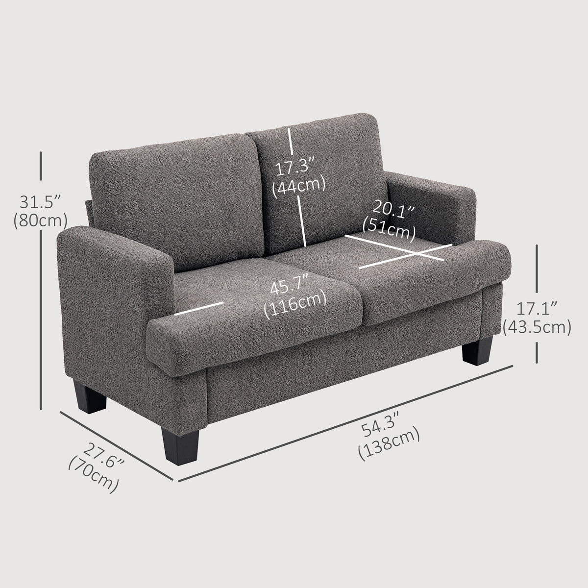 Sofa 2 places en chenille avec coussins lavables