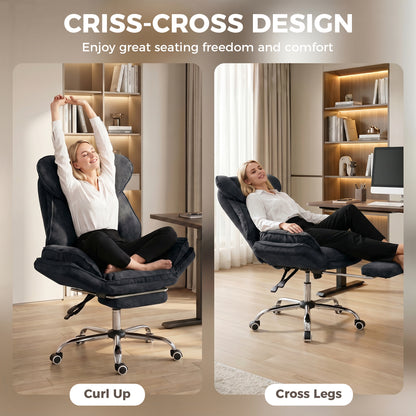 Chaise de bureau inclinable velours avec repose-pieds