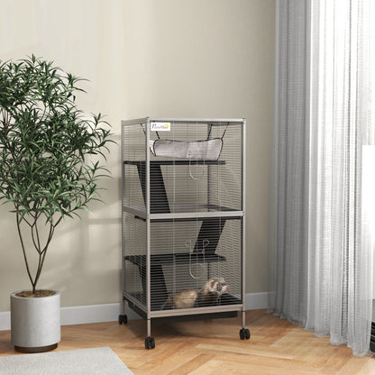 Cage à roulettes pour petits animaux 4 niveaux