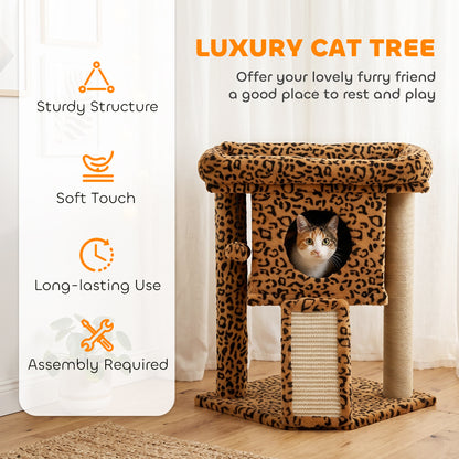 Tour à chat compacte avec perchoir et maison