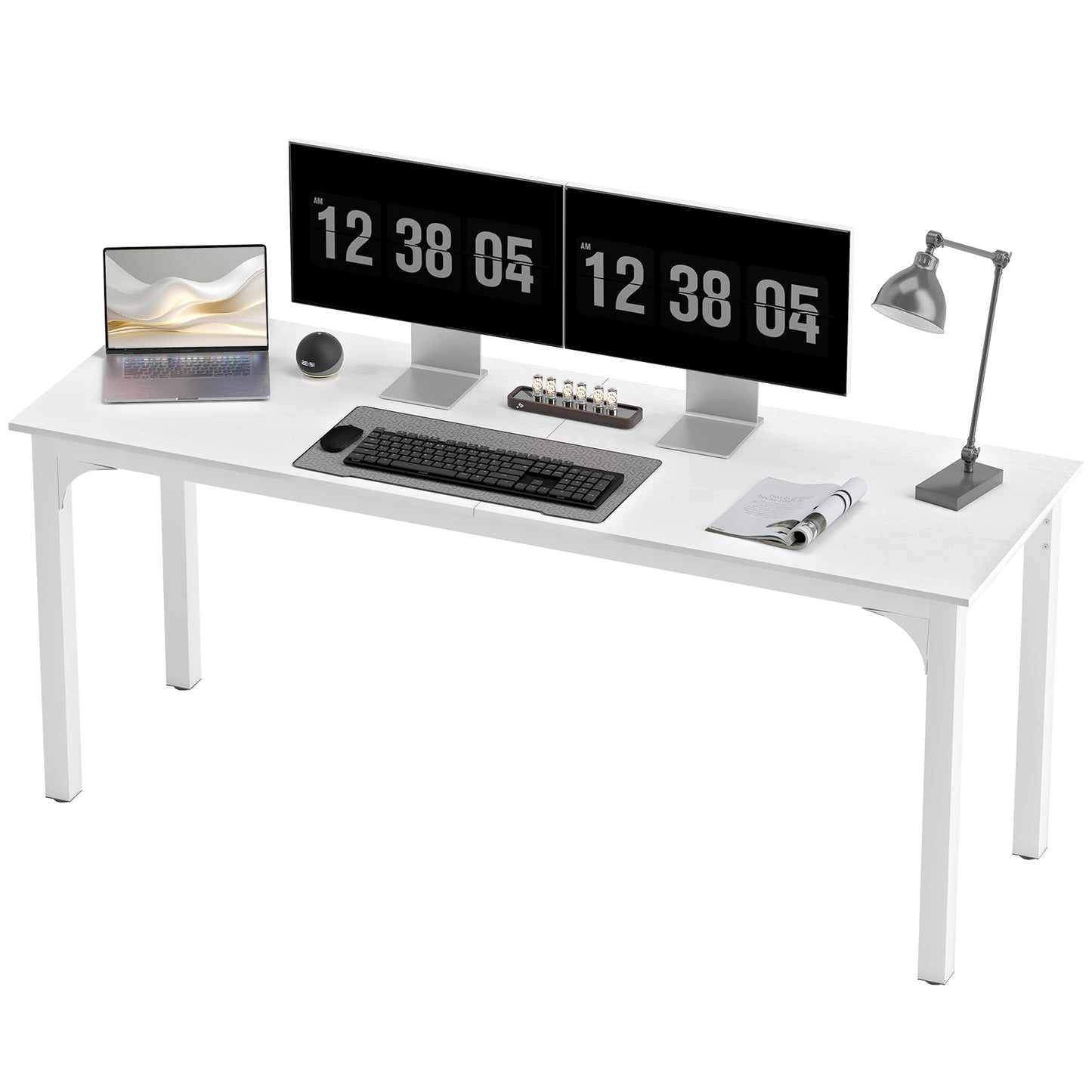Bureau d'ordinateur industriel 180 cm surface grain de bois