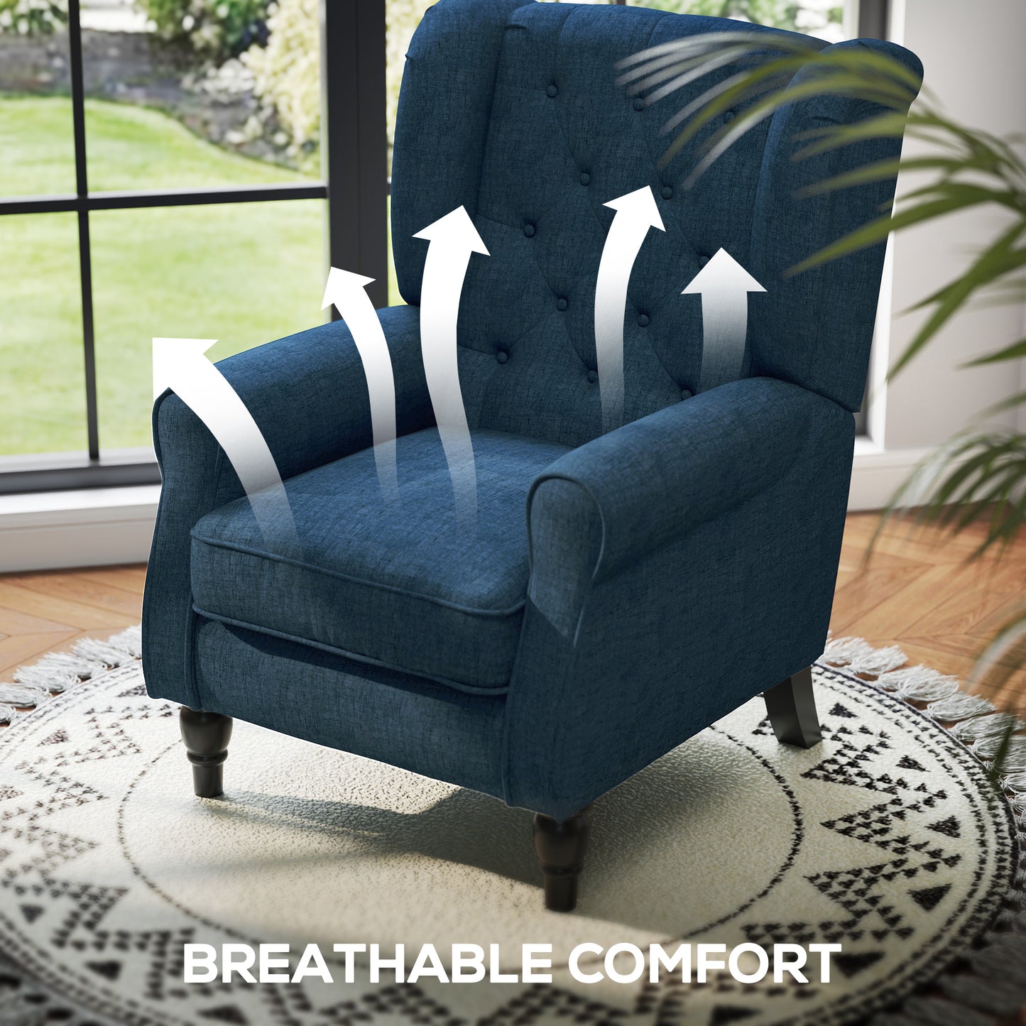 Fauteuil d'accent capitonné à dossier ailé en polyester