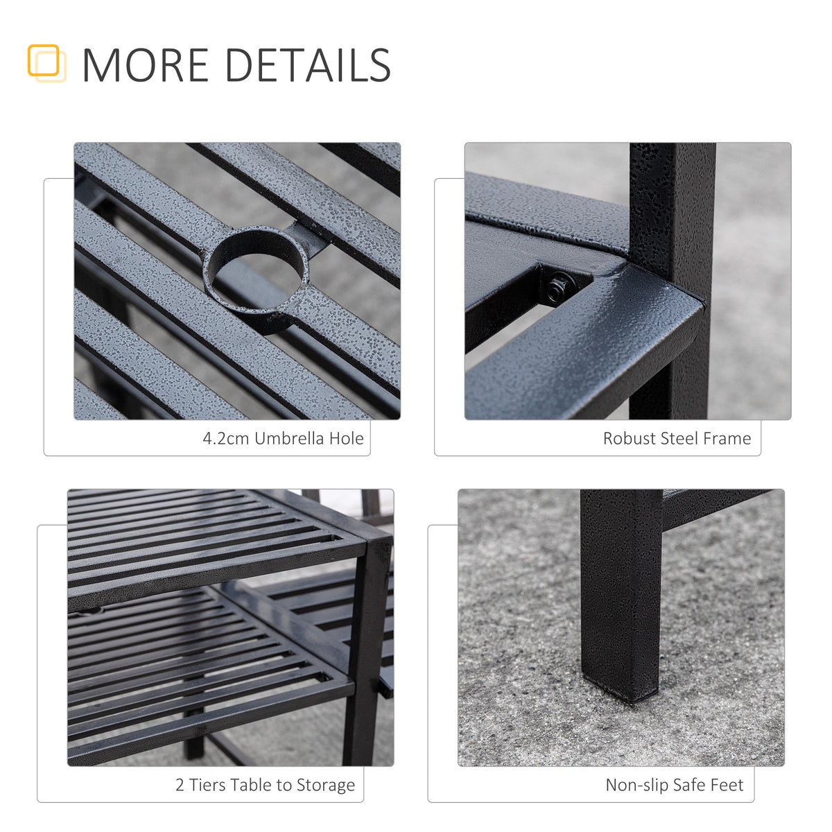 Banc de jardin acier avec table centrale — Gris