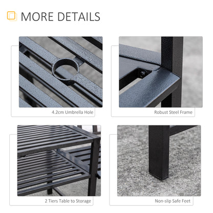 Banc de jardin acier avec table centrale — Gris