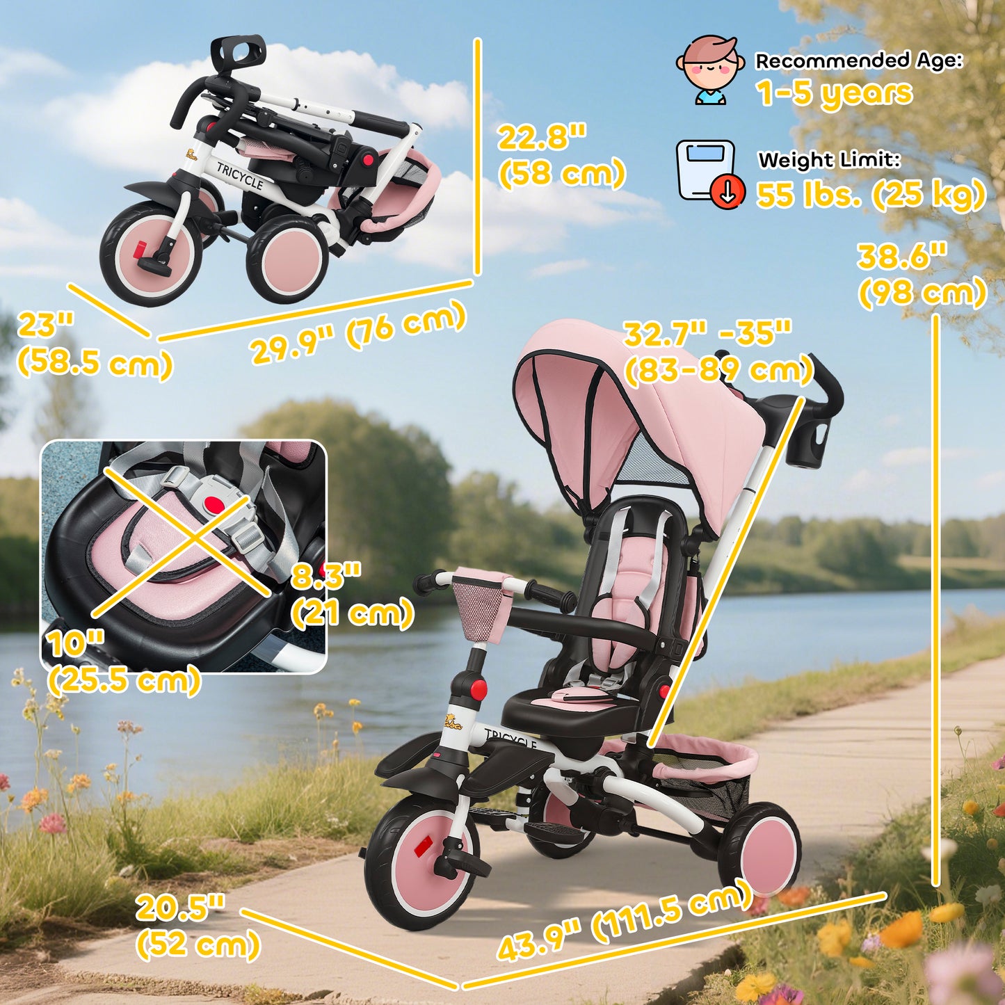 Tricycle évolutif 6 en 1 pour enfants 1-5 ans